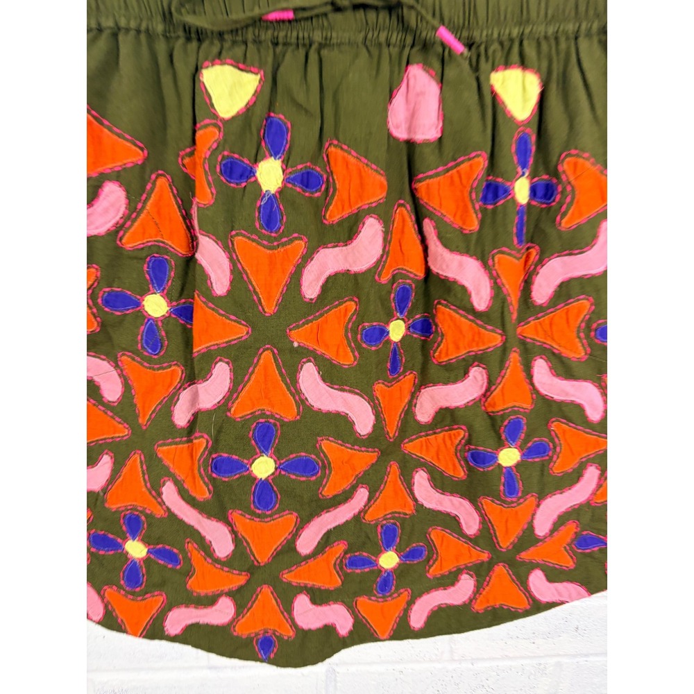 Maeve Abstract Embroidered Mini Skirt Womens S Green Anthropologie Linen Boho - Picture 3 of 12